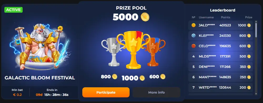 CosmicSlot Casino Tournaments